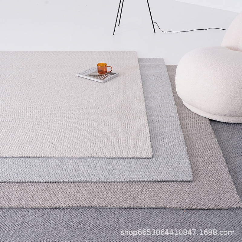 羊毛混纺可裁剪定 制菠萝圈纯色客厅地毯 简约风格卧室满铺毯