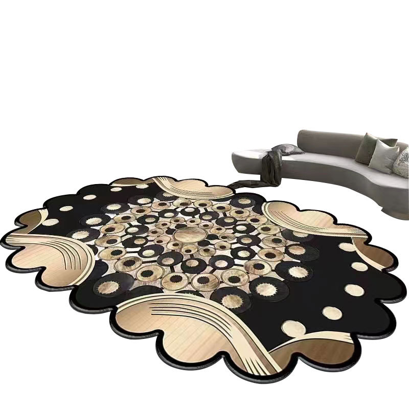 Modern and simple carpet, living room sofa, coffee table, blanket, American light luxury high-end home bedroom, dirt-resistant irregular floor mat Application Scenario