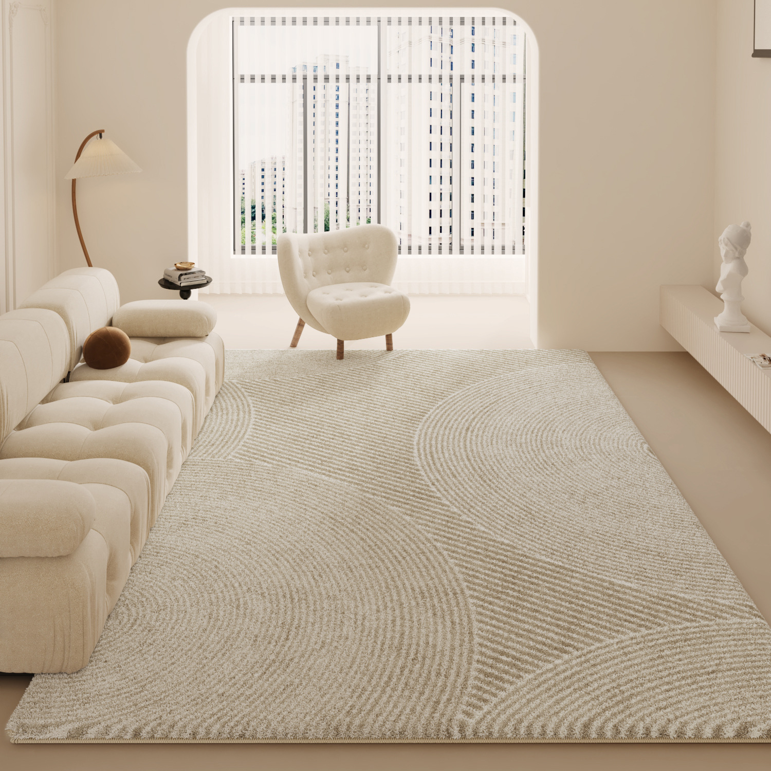 Modern and simple carpet, cream-style long-haired home bedside blanket, 2025 new style floor mat wholesale, bedroom carpet Specification image