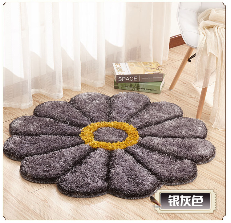 Thickened 3D sunflower mat, simple carpet, bedroom and living room bedside mat, round floor mat, computer chair mat, floor mat pic 17