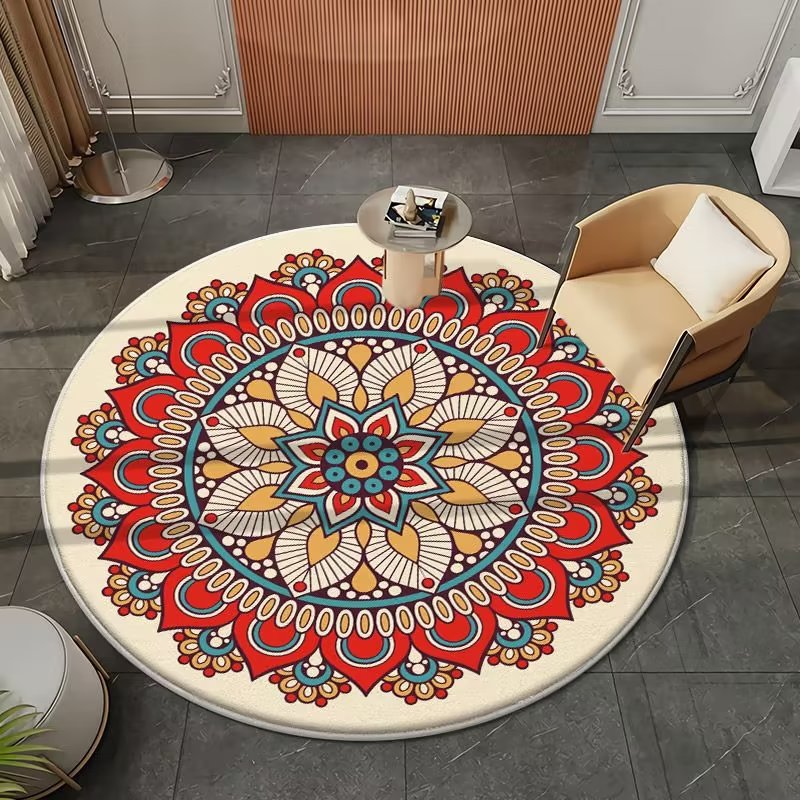 圆形地毯摩洛哥民族风卧室地垫沙发摇椅垫床前垫脚下水晶绒垫子详情17