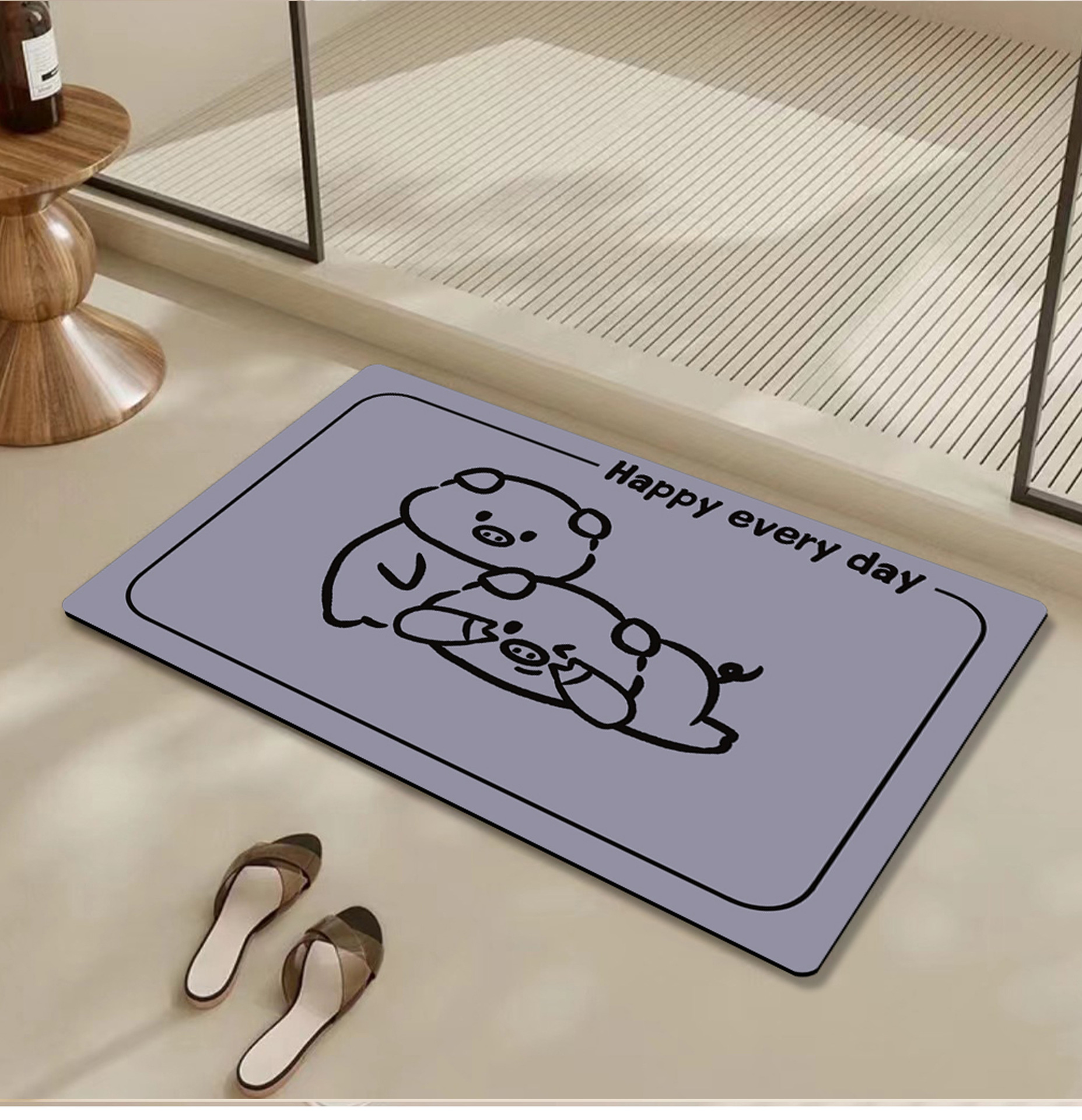 Home cute bear bathroom anti-slip mat, bathroom dirt-resistant doormat, cartoon water-absorbing and quick-drying anti-slip mat pic 14