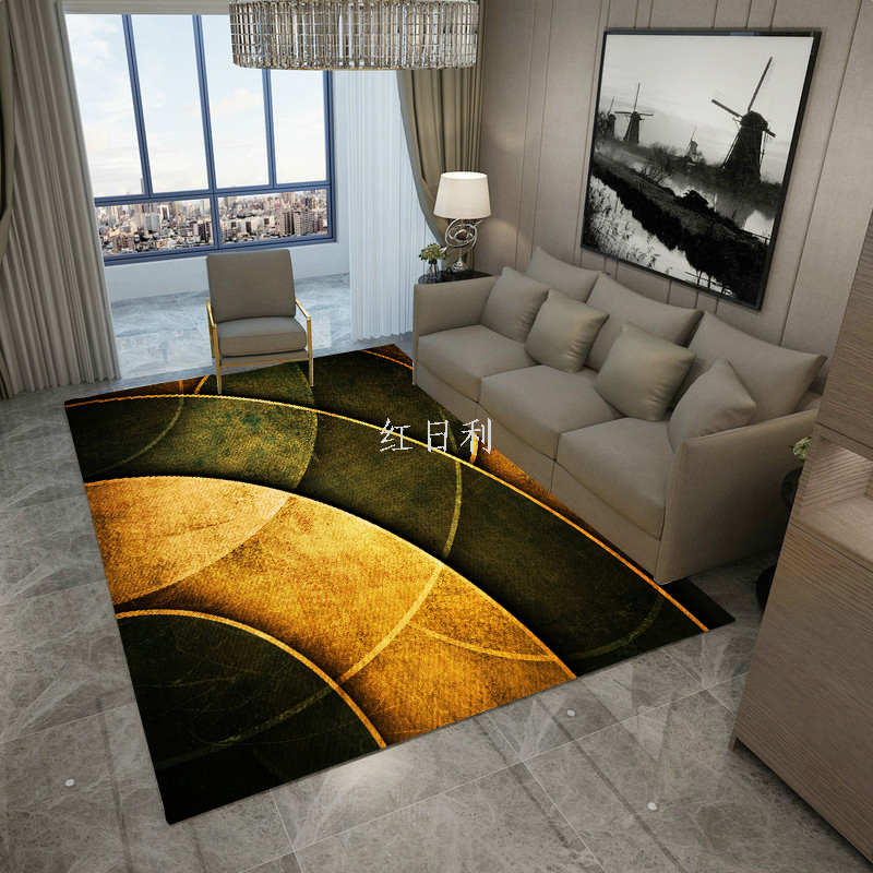 Red Sun Carpet: Simple hotel bedroom rectangular carpet, home soft furnishings, Nordic living room sofa, coffee table, anti-slip carpet Application Scenario
