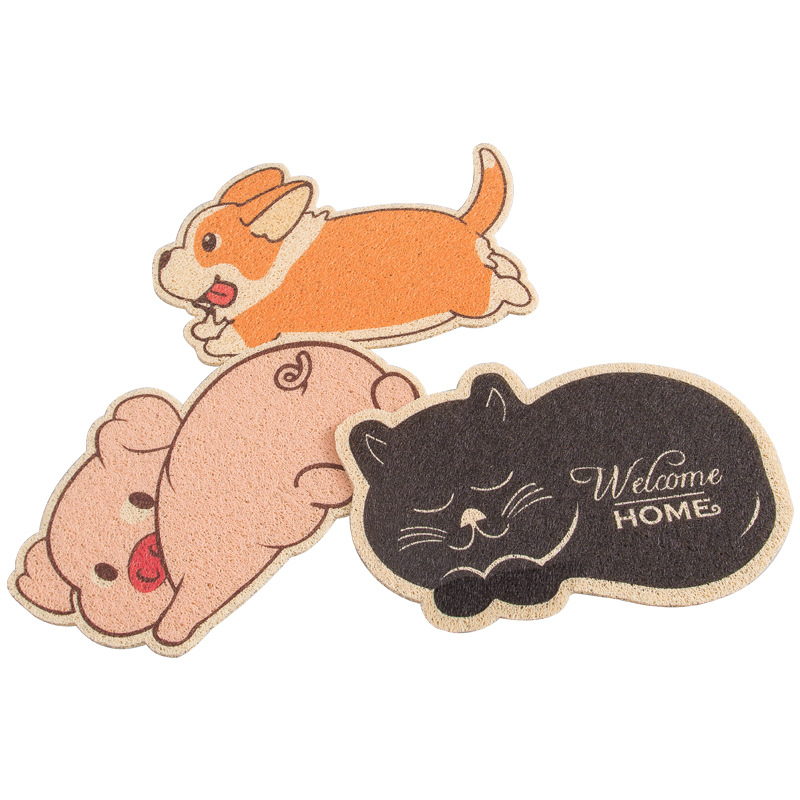 Red Sun Carpet Cartoon animal-shaped silk circle foot mat, entrance door mat, PVC anti-slip floor mat, home door carpet Application Scenario