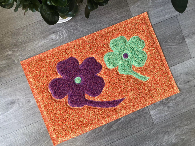 Red Sun Carpet PVC mesh base two-color English welcome floor mat, embossed wire circle floor mat, Gua sha mat pic 5
