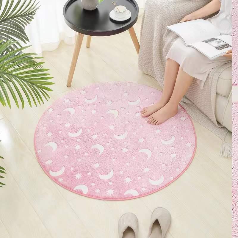 Red Sun carpet, round luminous carpet, living room carpet, modern and simple bedroom bedside carpet, anti-slip mat