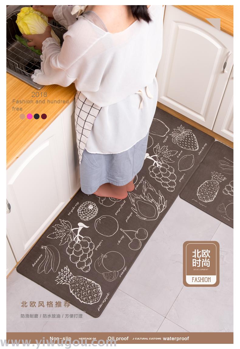 Hongri Li Nordic kitchen long strip anti-stain, waterproof and anti-slip foot mat, printed floor mat and kitchen mat pic 1