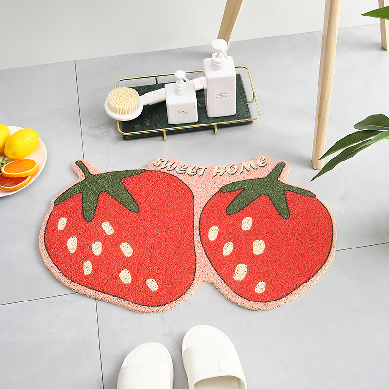 Cartoon fruit door, silk ring, waterproof door mat for entry, bathroom foot mat, PVC anti-slip floor mat for entry details Picture