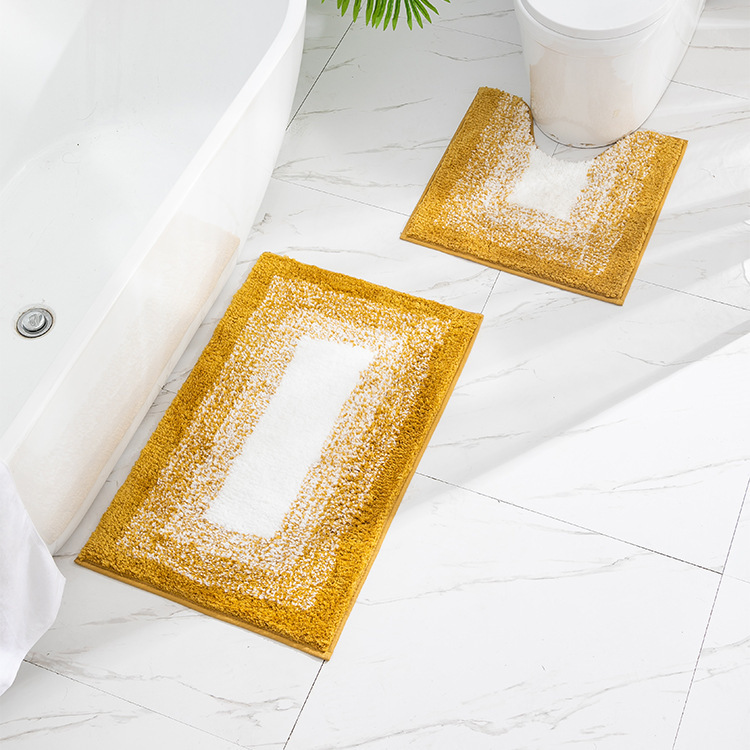 Wei Hong Risheng's super fiber bathroom mat, gradient floor mat, anti-slip mat, absorbent thickened striped toilet floor mat two-piece set details Picture