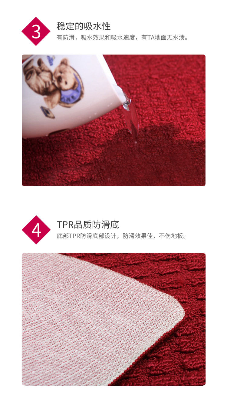 Semi-circular floor MATS, carpet floor MATS, household anti-slip MATS, bathroom entrance MATS, foot MATS, custom gifts, logos pic 3
