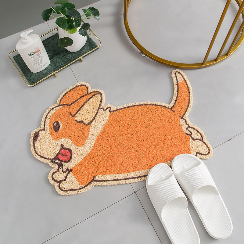 Red Sun Carpet Cartoon animal-shaped silk circle foot mat, entrance door mat, PVC anti-slip floor mat, home door carpet Specification image