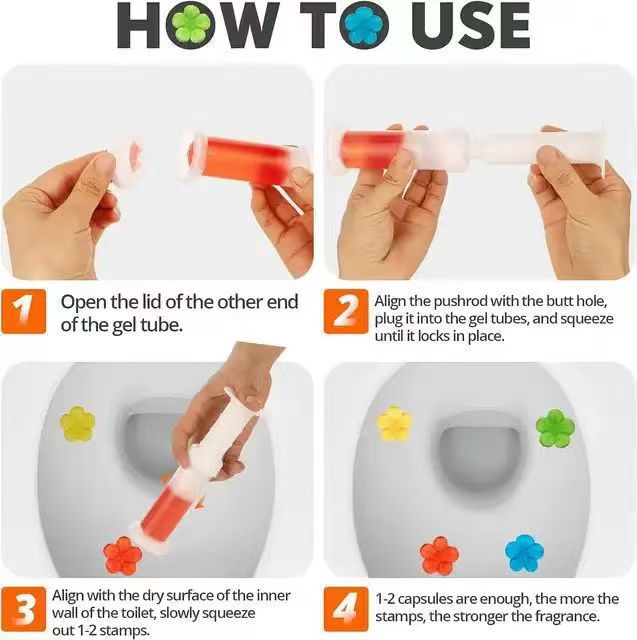 英文彩盒14朵马桶凝胶卫生间除臭马桶清洁小花清香去异味洁厕凝胶