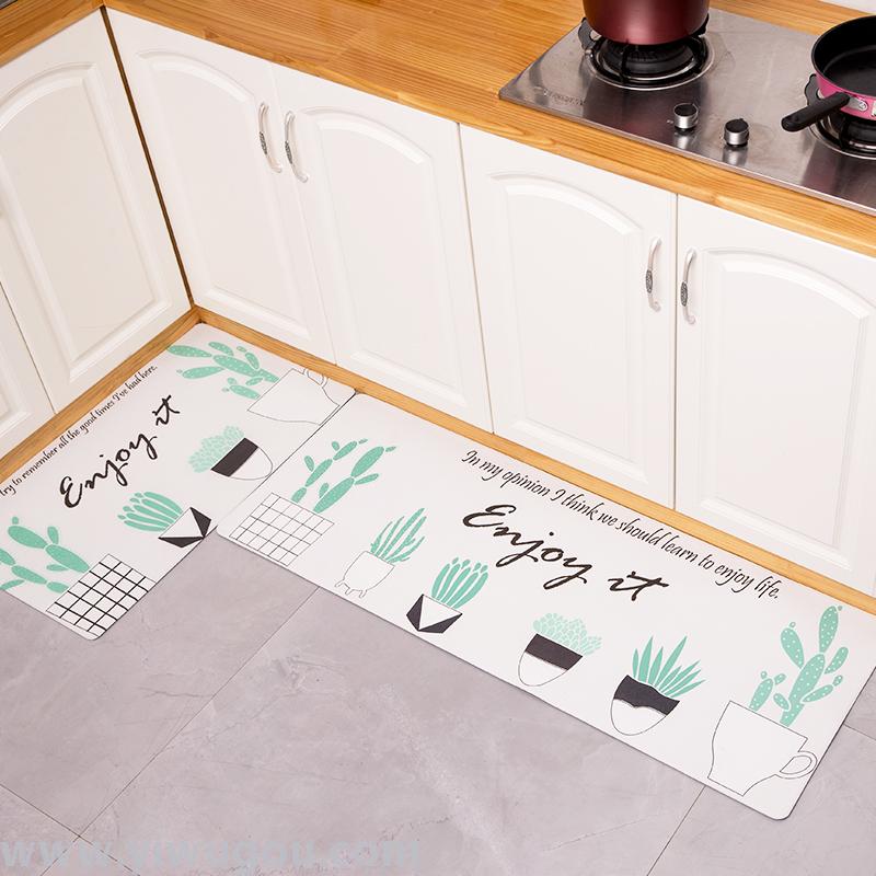 Hongri Li Nordic kitchen long strip anti-stain, waterproof and anti-slip foot mat, printed floor mat and kitchen mat