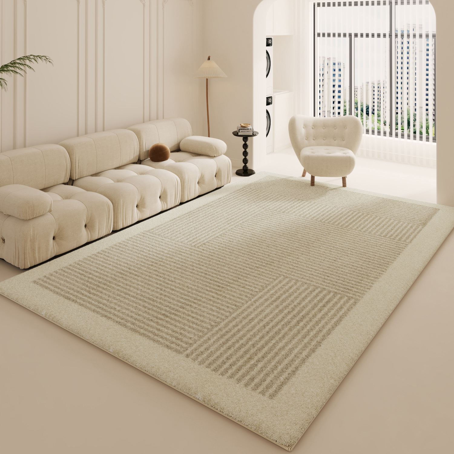 Modern and simple carpet, cream-style long-haired home bedside blanket, 2025 new style floor mat wholesale, bedroom carpet Item Picture