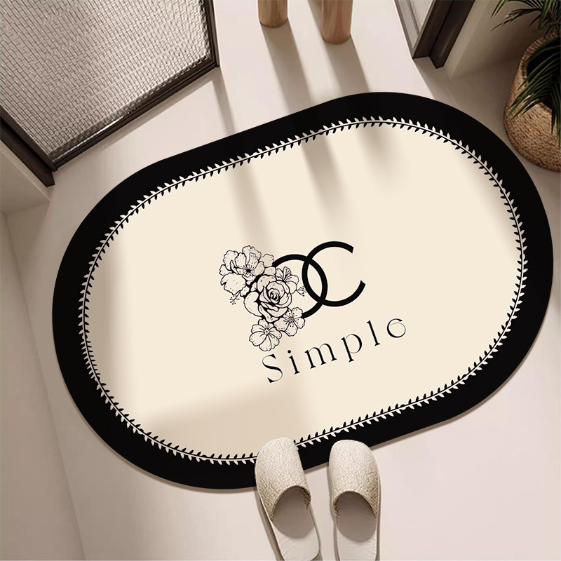 French-style soft diatom mud absorbent floor mat, anti-slip bathroom door mat, toilet foot mat, bathroom door mat details Picture