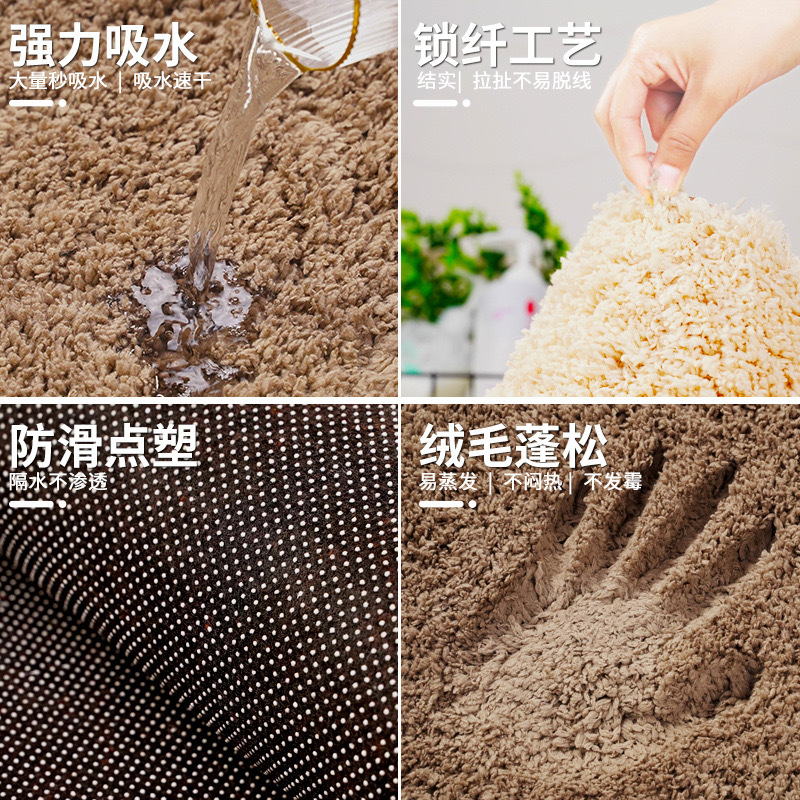 Cake fleece label bear style home floor mat, bathroom absorbent anti-slip mat, bedroom can be cut carpet, cross-border details Picture