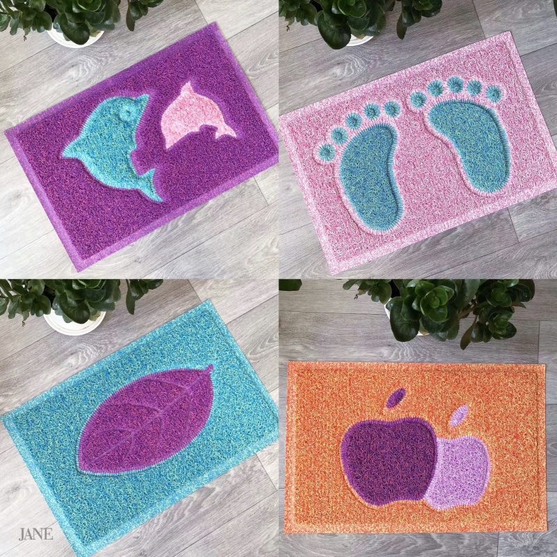 Red Sun Carpet PVC mesh base two-color English welcome floor mat, embossed wire circle floor mat, Gua sha mat pic 2