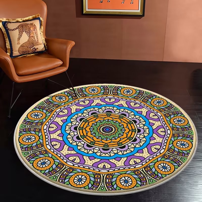 圆形地毯摩洛哥民族风卧室地垫沙发摇椅垫床前垫脚下水晶绒垫子详情19