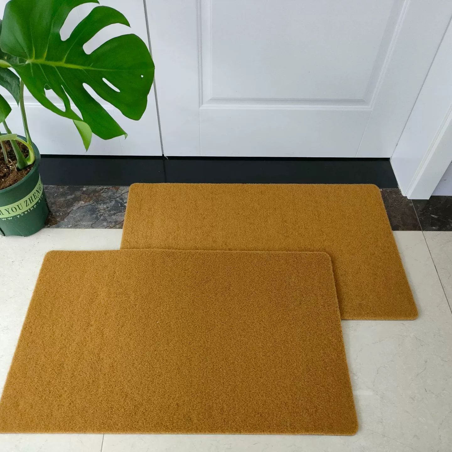 New type of steel wire floor mat imitating coconut palm carpet for mud removal and dust removal, plain color, anti-slip and durable polyester PVC door mat details Picture