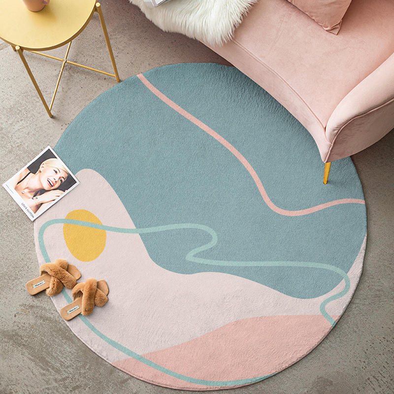 Red Sun carpet, round carpet, bedroom bedside printed abstract carpet, office floor mat, entrance door mat, Fresh floor mat Specification image