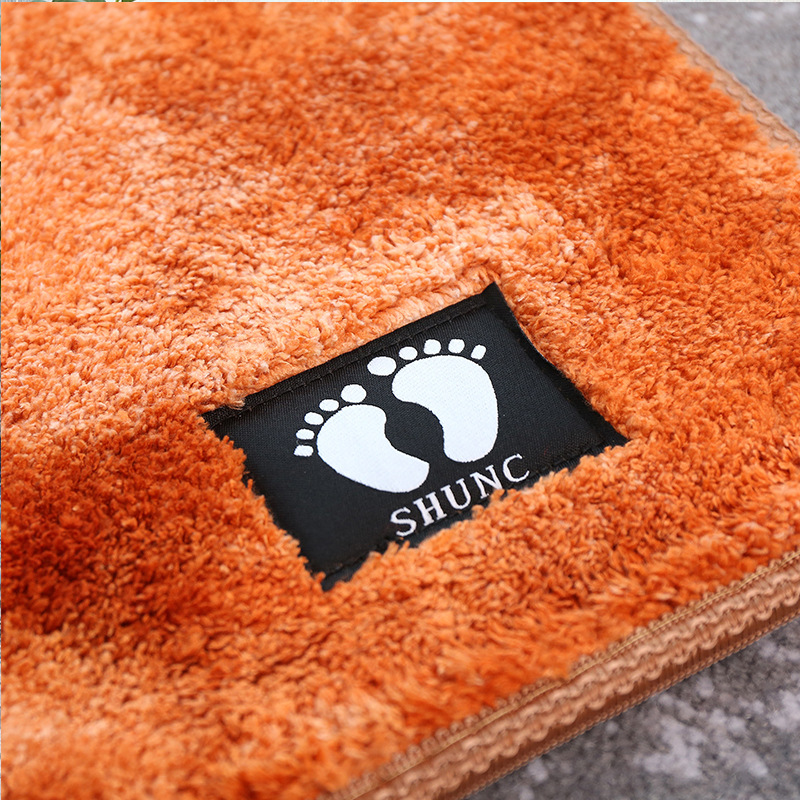 Red Sun Carpet 40*60 ultra-fine fiber anti-slip Floor mat, Amazon export single small foot logo bathroom door deep Absorbent door mat tie-dyed color floor mat, simple style, super Absorbent series details Picture