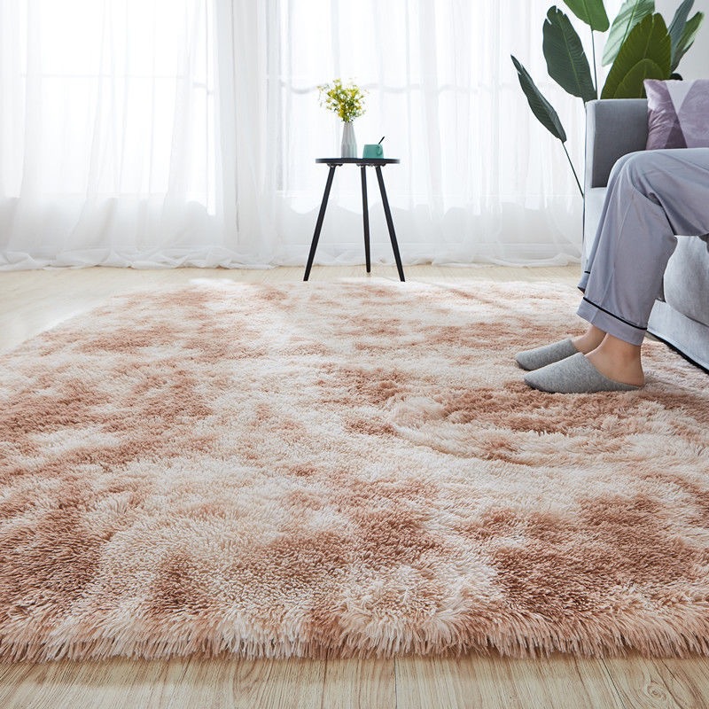 Cross-border exclusive gradient tie-dyed carpets, long-haired living room, bedroom, bedside, coffee table carpets, floor MATS, foot MATS custom wholesale details Picture