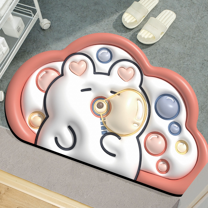 3D stereoscopic cloud floor mat, anti-slip foot mat for bathroom entrance, door mat for entering, diatom mud quick-drying absorbent mat Item Picture