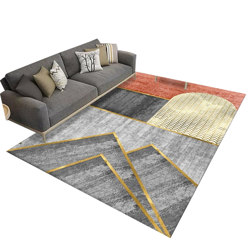 Light luxury geometric line carpet living room coffee table anti-slip mat fully laid, machine washable modern and simple home floor mat Specification image