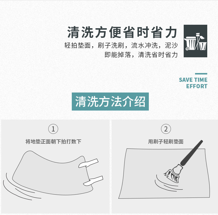 Hongri entrance floor MATS, household door dust removal MATS, bathroom and bathroom fixed anti-slip and wear-resistant floor MATS pic 8