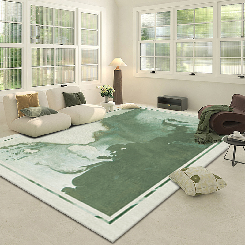 The new Chinese-style green ink-wash carpet is simple and luxurious. The living room sofa floor mat, the homestay, and the wardrobe room are all covered with decorative carpets