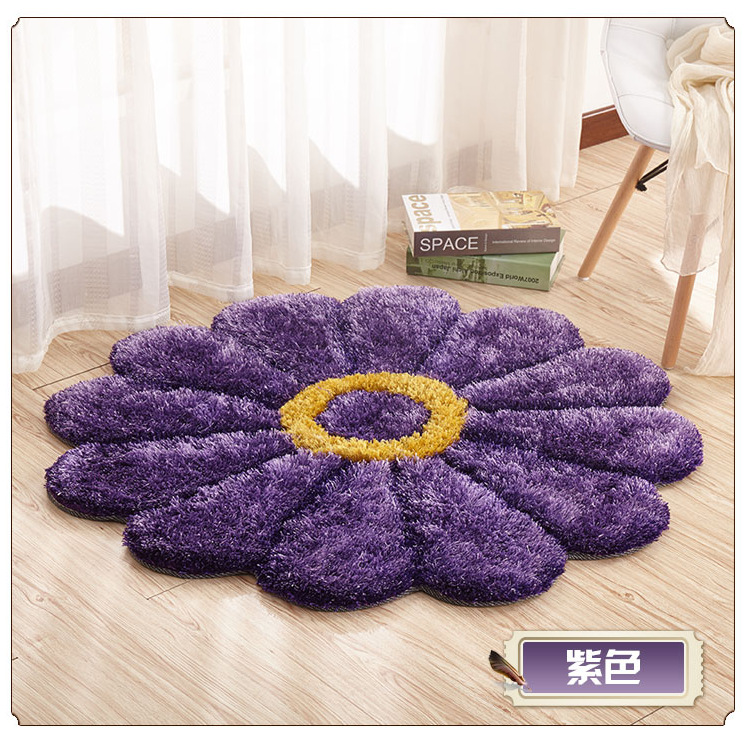 Thickened 3D sunflower mat, simple carpet, bedroom and living room bedside mat, round floor mat, computer chair mat, floor mat pic 5