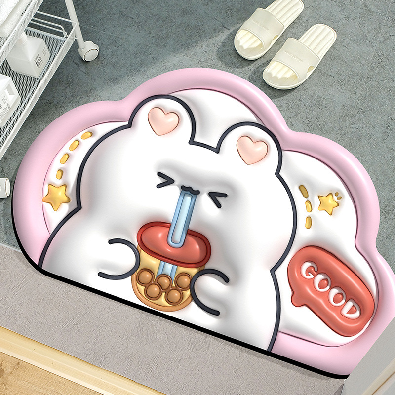 3D stereoscopic cloud floor mat, anti-slip foot mat for bathroom entrance, door mat for entering, diatom mud quick-drying absorbent mat details Picture