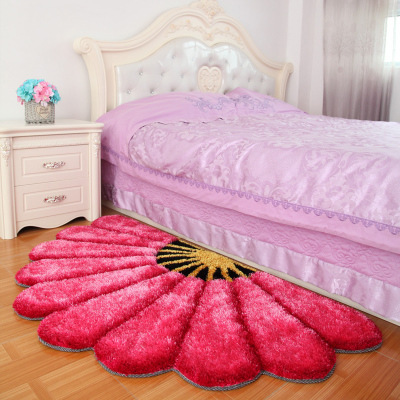 Thickened luxurious creative country-style 3D multi-functional fan-shaped carpet, living room sofa, bedroom bedside elastic silk floor mat details Picture