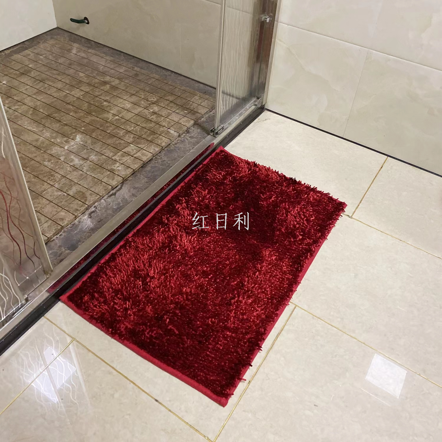 Red Sun Carpet, bright silk carpet, anti-slip door mat, bathroom door mat, kitchen door mat pic 5