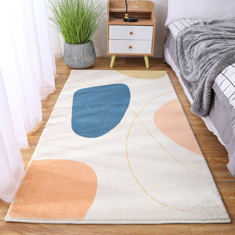Modern and simple faux cashmere carpet for bedrooms and children's rooms, anti-slip bedside blanket, home sofa, coffee table, absorbent floor mat details Picture