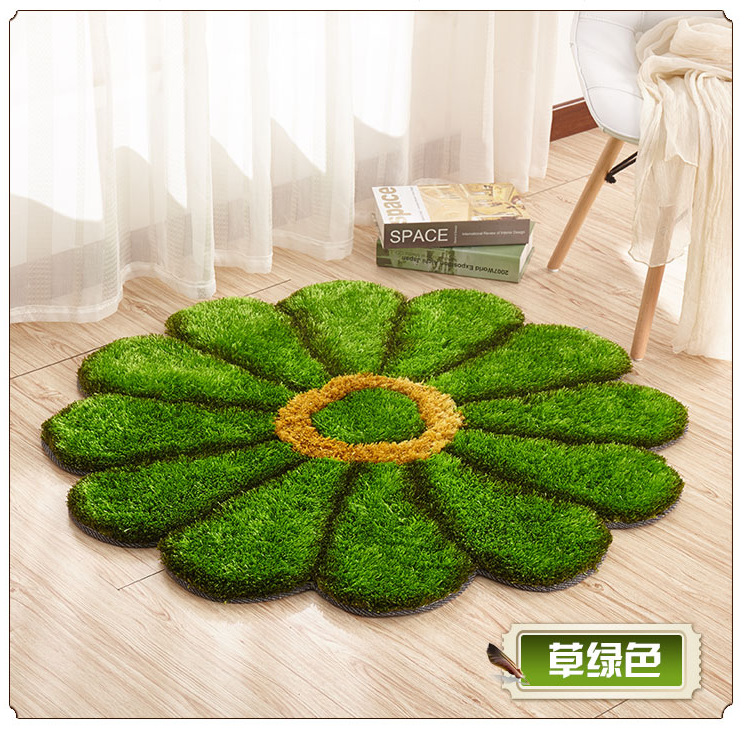 Thickened 3D sunflower mat, simple carpet, bedroom and living room bedside mat, round floor mat, computer chair mat, floor mat pic 9