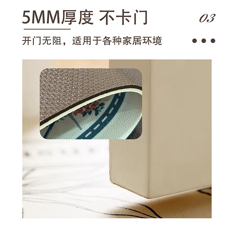 Forest leather kitchen floor mat, anti-slip, oil-proof, erasable and no-wash PVC floor mat, long strip floral floor mat Specification image