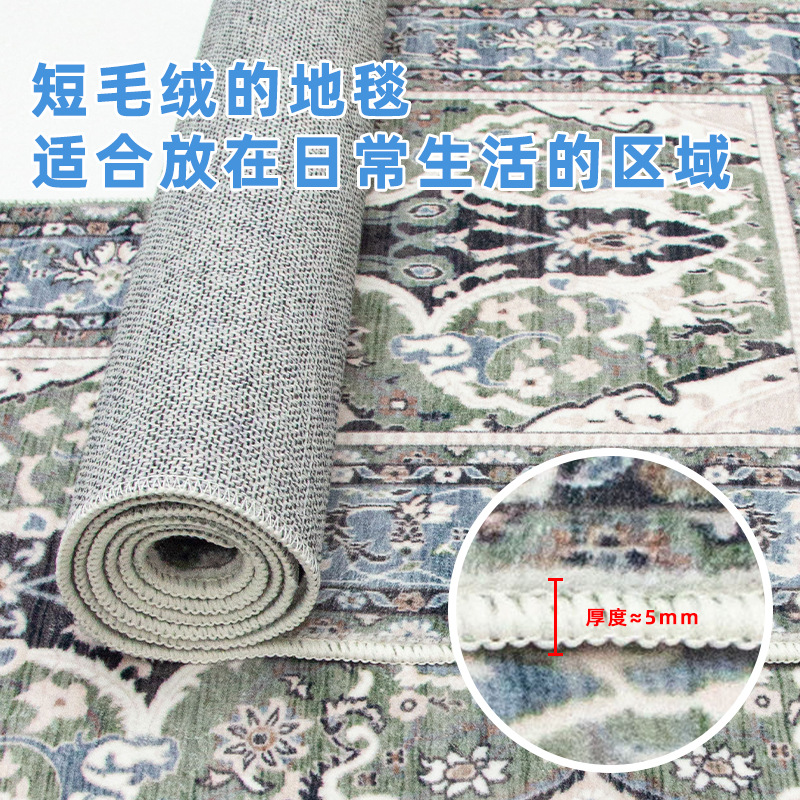 Bohemian ethnic style kitchen carpet, cross-border Amazon entrance long strip floor mat, thickened anti-slip short pile mat details Picture