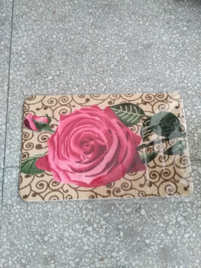 Classic door mat made of crape myrtle ring velvet sheet material with three flowers of 58*38 and stone leopard print anti-slip mat for home door MATS details Picture