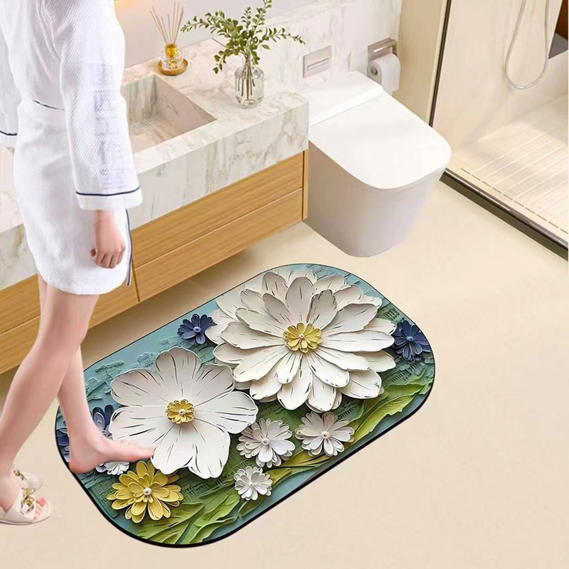 小雏菊3D硅藻泥地垫强吸水速干脚垫卫生间地毯淋浴间门口防滑软垫