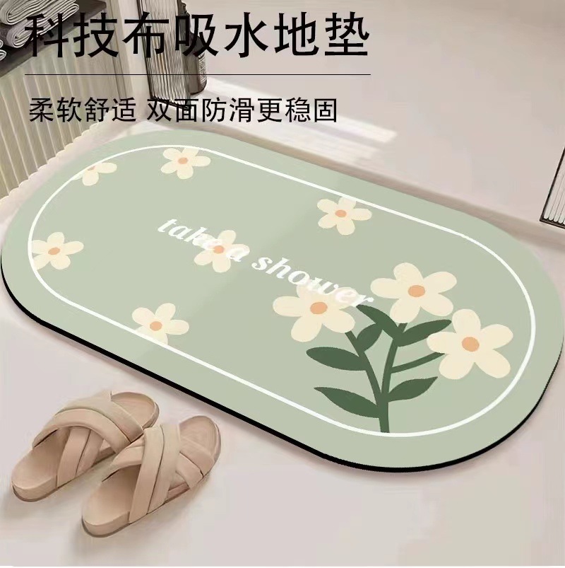 厂家卫生间门口吸水速干浴室防滑垫 家用轻奢厕所脚垫硅藻泥地垫详情1