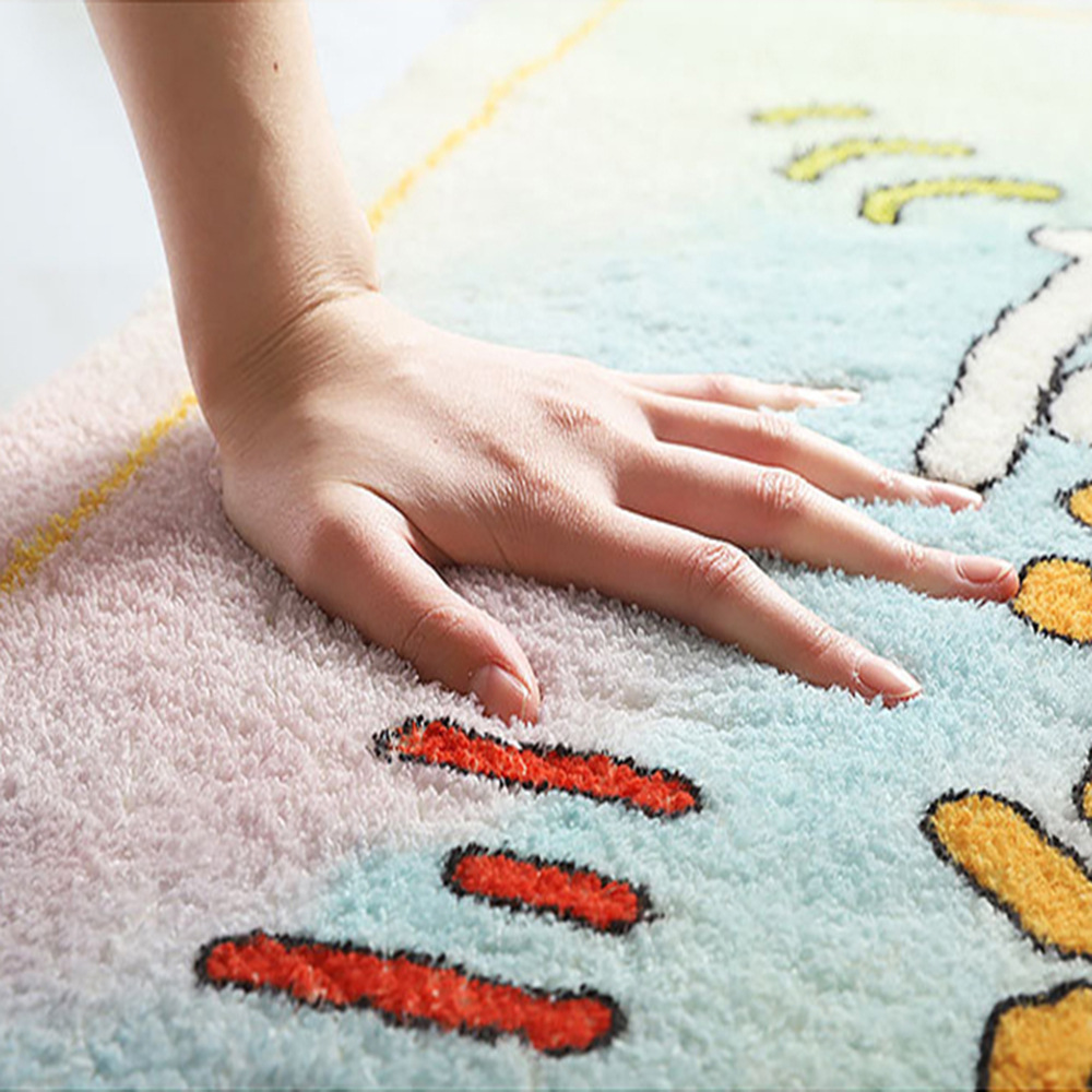 Hongri Li cartoon carpet, cute little dinosaur imitation cashmere thick round floor mat, bedroom room carpet Specification image