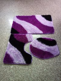 Hongri Korean Silk three-piece set: Soft and comfortable bathroom anti-slip mat, carpet, door mat, absorbent mat details Picture