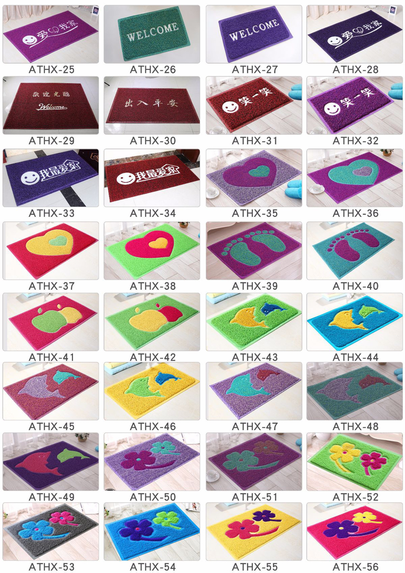 Red Sun Carpet PVC mesh base two-color English welcome floor mat, embossed wire circle floor mat, Gua sha mat Application Scenario