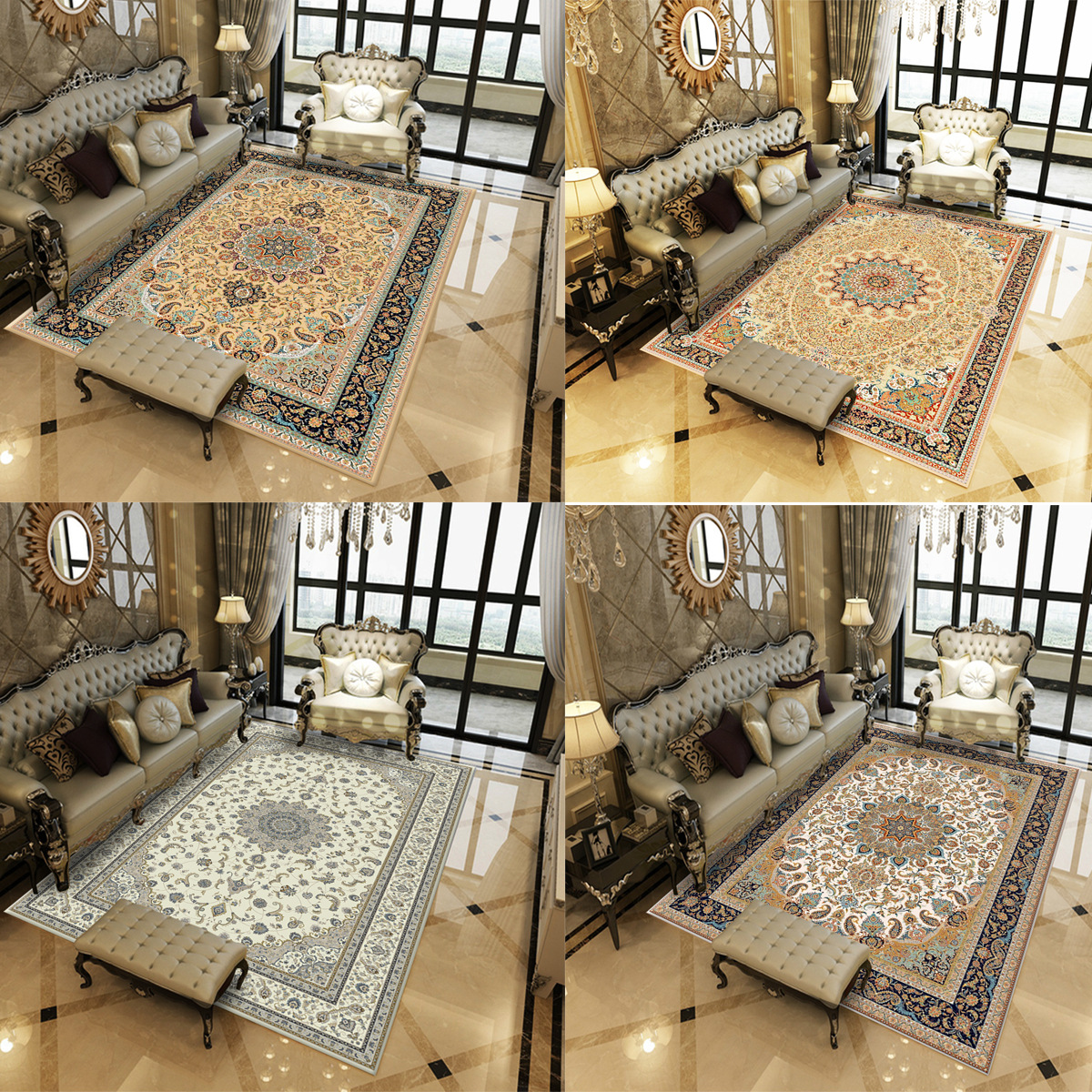 Cross-border Turkish retro living room carpet, American Middle Eastern luxury home floor mat, Persian classical court carpet details Picture