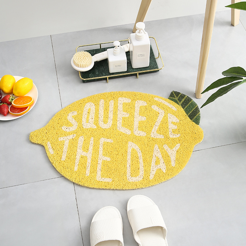 Cartoon fruit door, silk ring, waterproof door mat for entry, bathroom foot mat, PVC anti-slip floor mat for entry Specification image