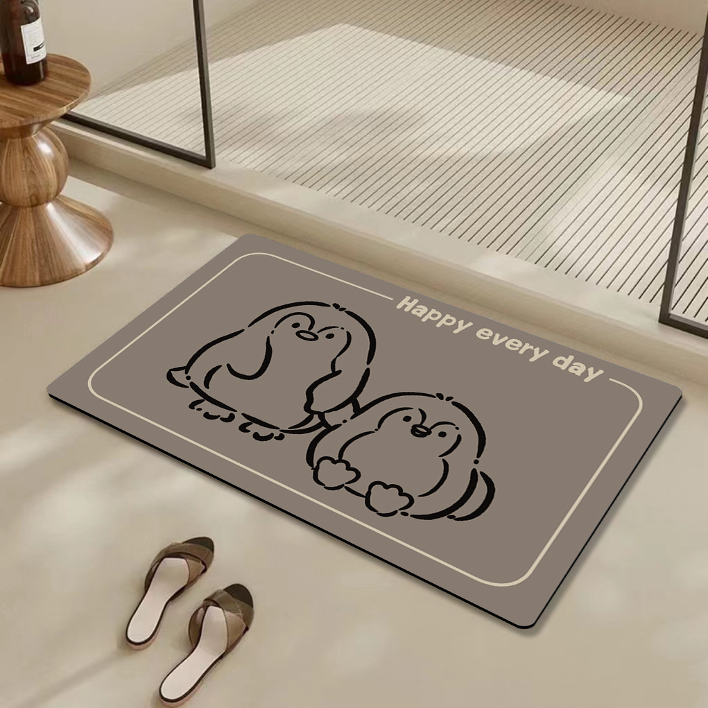 Home cute bear bathroom anti-slip mat, bathroom dirt-resistant doormat, cartoon water-absorbing and quick-drying anti-slip mat