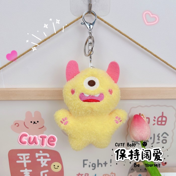 可爱鬼大眼怪小怪兽钥匙扣挂件毛绒抓机娃娃玩具书包包挂饰小礼物详情7