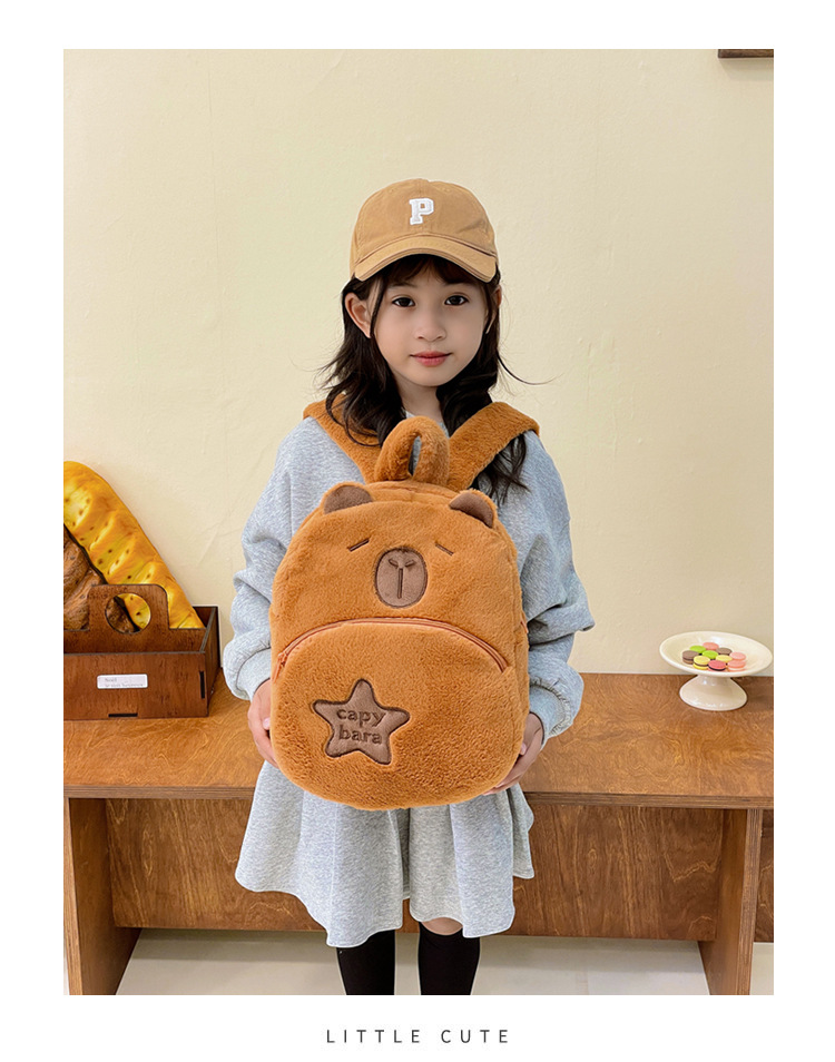 The new Capibara plush capybara is cute and versatile. It features a cartoon student backpack and an export cross-border bag pic 1