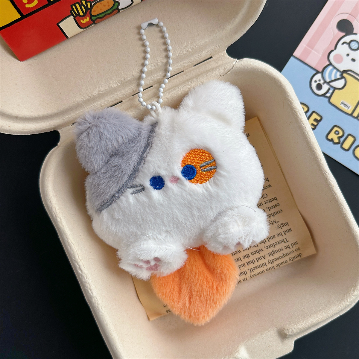 超可爱大号小猫团子网红吱吱叫钥匙扣书包挂链毛绒玩具小抓机礼物详情8